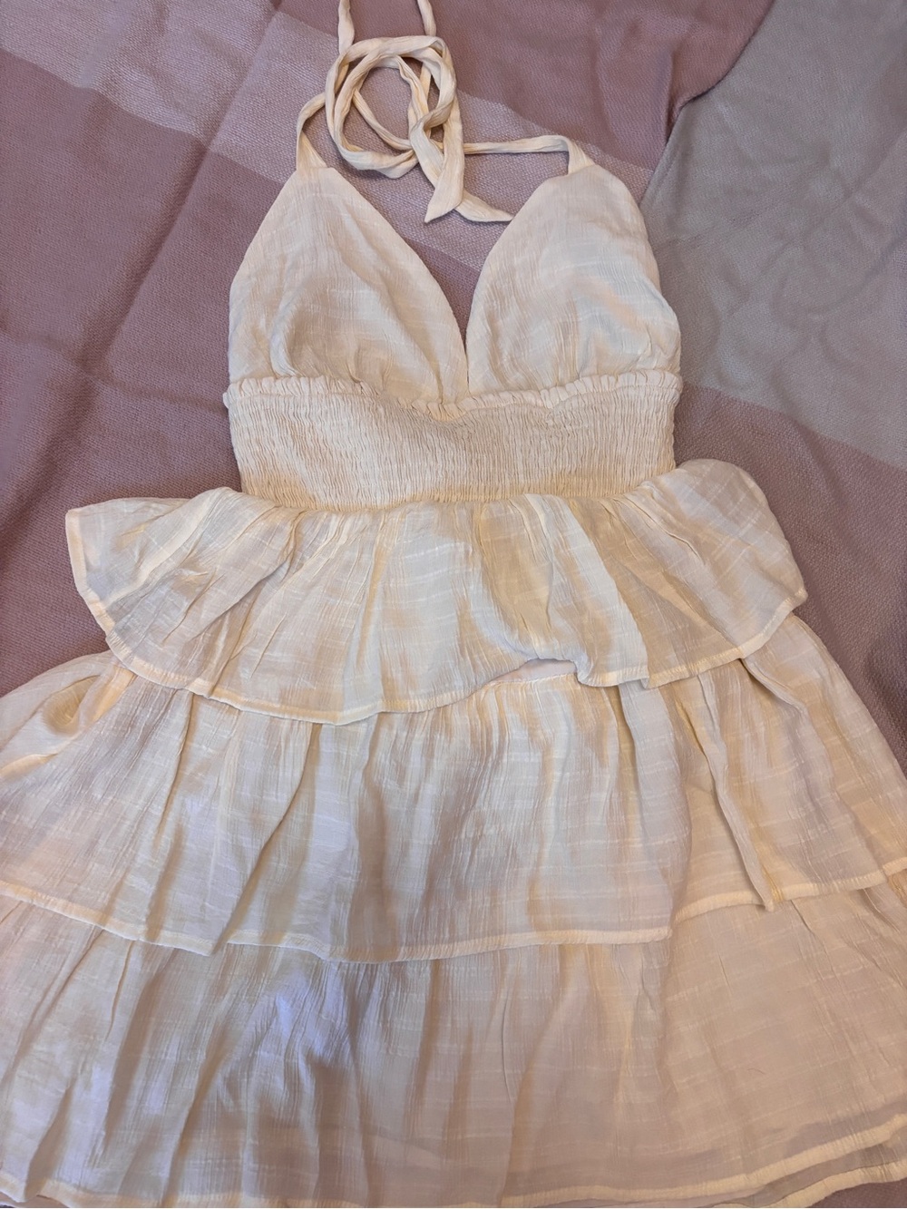 Pale yellow Tiered Halter Dress